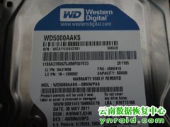 某部队西数WD5000AAKS硬盘异响开盘数据恢复成功